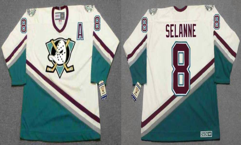 2019 Men Anaheim Ducks #8 Selanne white CCM NHL jerseys